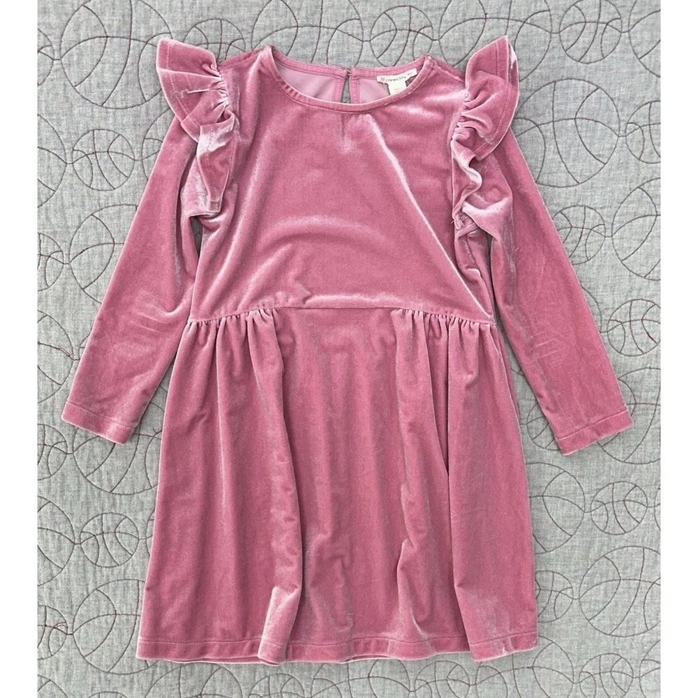 Crewcuts Velvet Dress Pink Ruffle Long Sleeve / Girls 6